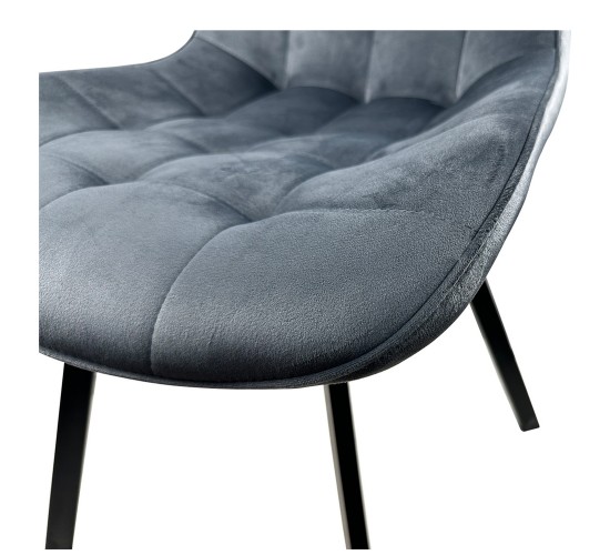 Καρέκλα Τραπεζαρίας ArteLibre BRISA Γκρι/Μαύρο Βελούδο/Μέταλλο 53x60x85cm