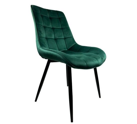 Καρέκλα Τραπεζαρίας ArteLibre BRISA Πράσινο/Μαύρο Βελούδο/Μέταλλο 53x60x85cm