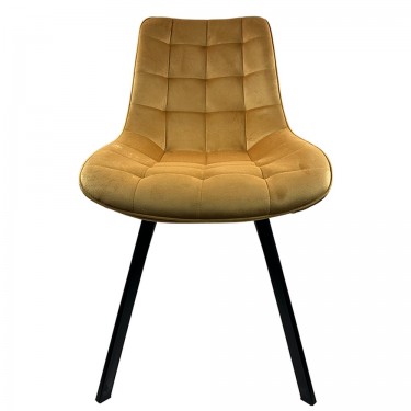 Καρέκλα Τραπεζαρίας ArteLibre BRISA Μπεζ/Μαύρο Βελούδο/Μέταλλο 53x60x85cm