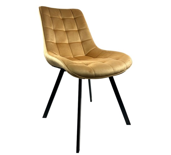 Καρέκλα Τραπεζαρίας ArteLibre BRISA Μπεζ/Μαύρο Βελούδο/Μέταλλο 53x60x85cm