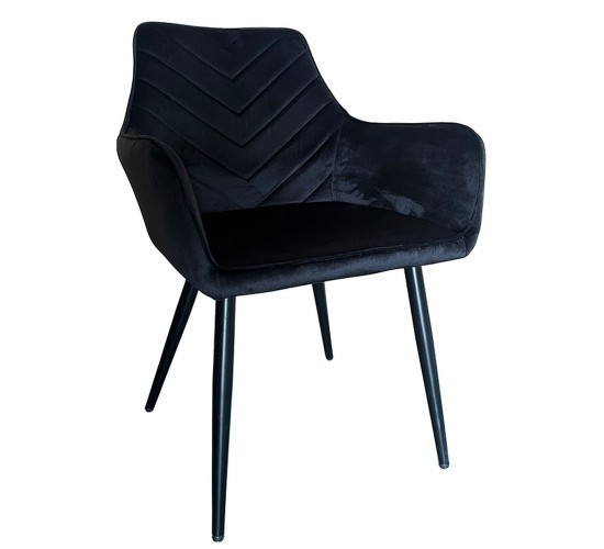 Καρέκλα Τραπεζαρίας ArteLibre FLORITA Μαύρο Βελούδο/Μέταλλο 55x57x84cm