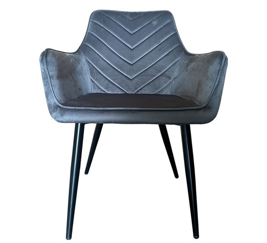 Καρέκλα Τραπεζαρίας ArteLibre FLORITA Γκρι/Μαύρο Βελούδο/Μέταλλο 55x57x84cm