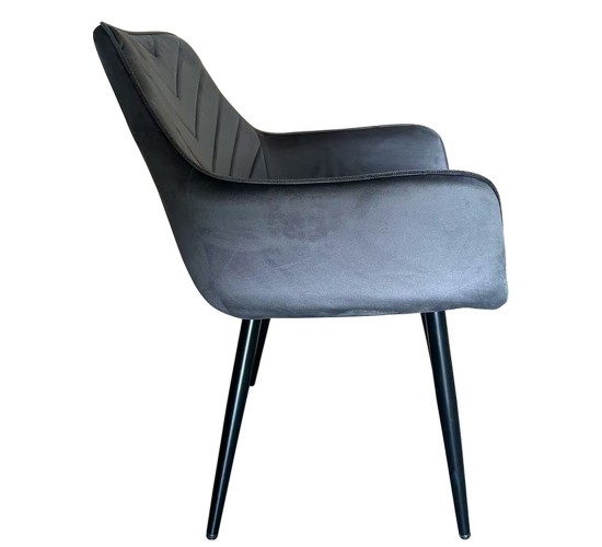 Καρέκλα Τραπεζαρίας ArteLibre FLORITA Γκρι/Μαύρο Βελούδο/Μέταλλο 55x57x84cm