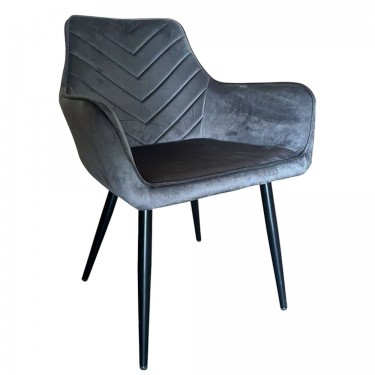 Καρέκλα Τραπεζαρίας ArteLibre FLORITA Γκρι/Μαύρο Βελούδο/Μέταλλο 55x57x84cm