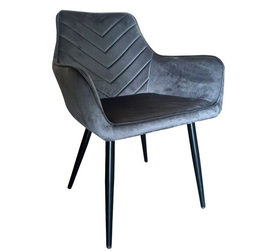 Καρέκλα Τραπεζαρίας ArteLibre FLORITA Γκρι/Μαύρο Βελούδο/Μέταλλο 55x57x84cm