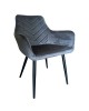 Καρέκλα Τραπεζαρίας ArteLibre FLORITA Γκρι/Μαύρο Βελούδο/Μέταλλο 55x57x84cm