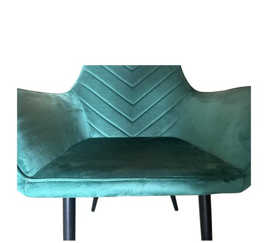 Καρέκλα Τραπεζαρίας ArteLibre FLORITA Πράσινο/Μαύρο Βελούδο/Μέταλλο 55x57x84cm