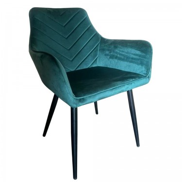 Καρέκλα Τραπεζαρίας ArteLibre FLORITA Πράσινο/Μαύρο Βελούδο/Μέταλλο 55x57x84cm