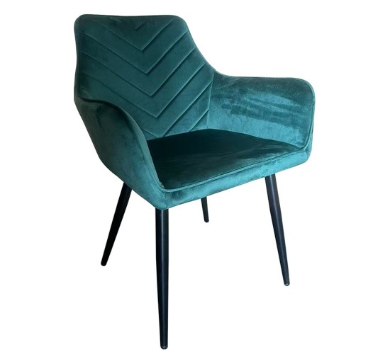 Καρέκλα Τραπεζαρίας ArteLibre FLORITA Πράσινο/Μαύρο Βελούδο/Μέταλλο 55x57x84cm