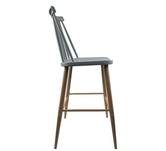 Σκαμπό Bar ArteLibre MARANTA Γκρι/Φυσικό PP/Μέταλλο 45x46x97cm