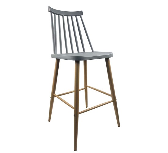 Σκαμπό Bar ArteLibre MARANTA Γκρι/Φυσικό PP/Μέταλλο 45x46x97cm