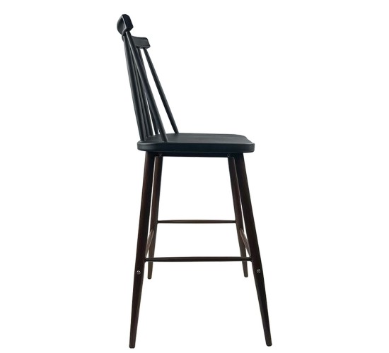 Σκαμπό Bar ArteLibre MARANTA Μαύρο/Καρυδί PP/Μέταλλο 45x46x97cm