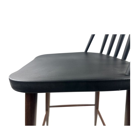 Σκαμπό Bar ArteLibre MARANTA Μαύρο/Καρυδί PP/Μέταλλο 45x46x97cm