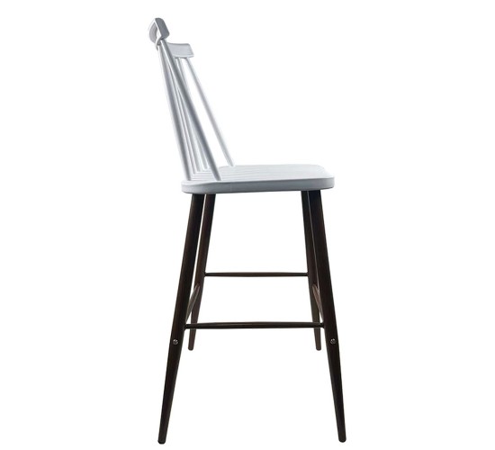 Σκαμπό Bar ArteLibre MARANTA Λευκό/Καρυδί PP/Μέταλλο 45x46x97cm