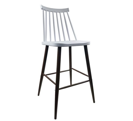 Σκαμπό Bar ArteLibre MARANTA Λευκό/Καρυδί PP/Μέταλλο 45x46x97cm