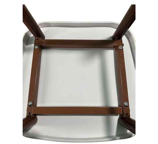 Σκαμπό Bar ArteLibre MARANTA Λευκό/Καρυδί PP/Μέταλλο 45x46x97cm