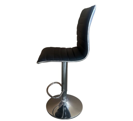 Σκαμπό Bar ArteLibre ENCANTA Μαύρο/Χρώμιο PU/Μέταλλο 41x50x59/94-80/115cm