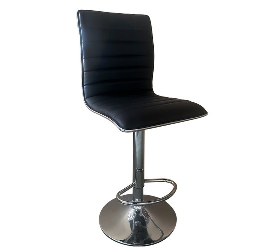 Σκαμπό Bar ArteLibre ENCANTA Μαύρο/Χρώμιο PU/Μέταλλο 41x50x59/94-80/115cm