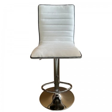 Σκαμπό Bar ArteLibre ENCANTA Λευκό/Χρώμιο PU/Μέταλλο 41x50x59/94-80/115cm