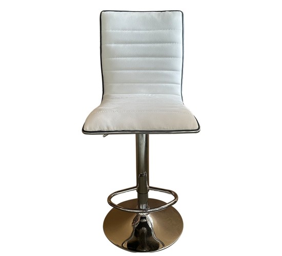 Σκαμπό Bar ArteLibre ENCANTA Λευκό/Χρώμιο PU/Μέταλλο 41x50x59/94-80/115cm