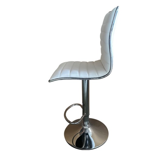 Σκαμπό Bar ArteLibre ENCANTA Λευκό/Χρώμιο PU/Μέταλλο 41x50x59/94-80/115cm