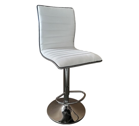 Σκαμπό Bar ArteLibre ENCANTA Λευκό/Χρώμιο PU/Μέταλλο 41x50x59/94-80/115cm