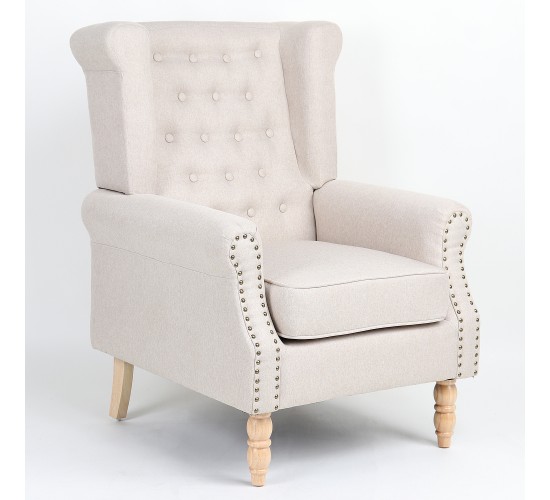 Πολυθρόνα ArteLibre OTTAVIA Μπεζ Ύφασμα 77x80x106cm