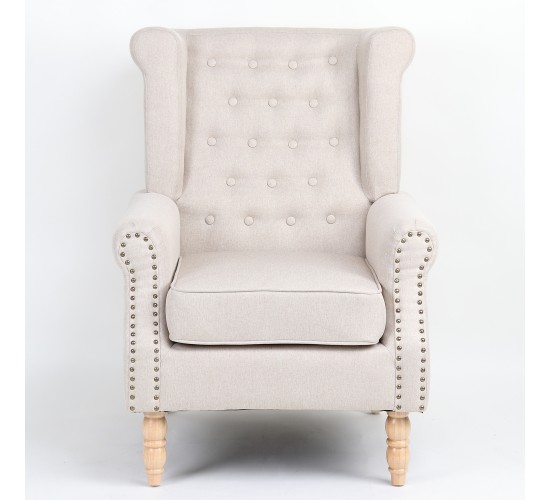 Πολυθρόνα ArteLibre OTTAVIA Μπεζ Ύφασμα 77x80x106cm