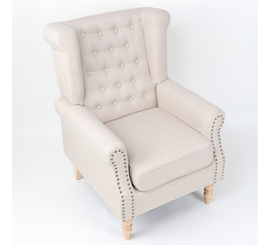 Πολυθρόνα ArteLibre OTTAVIA Μπεζ Ύφασμα 77x80x106cm