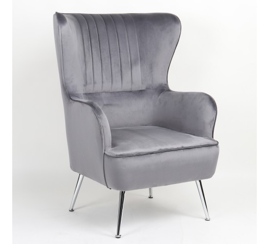 Πολυθρόνα ArteLibre VITTORIA Γκρι Βελούδο 76x79x101cm