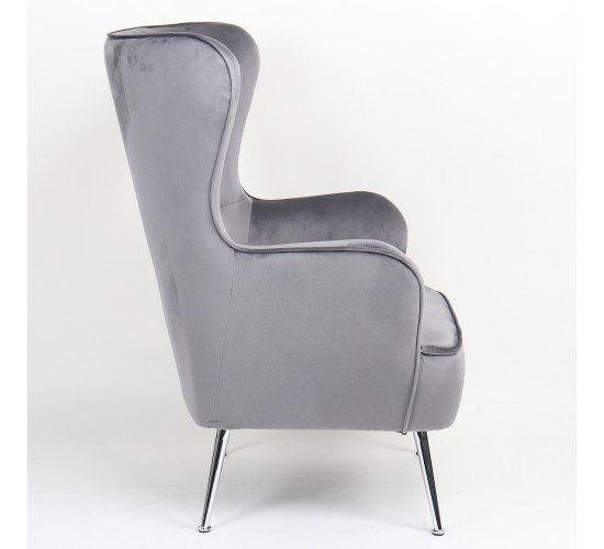 Πολυθρόνα ArteLibre VITTORIA Γκρι Βελούδο 76x79x101cm