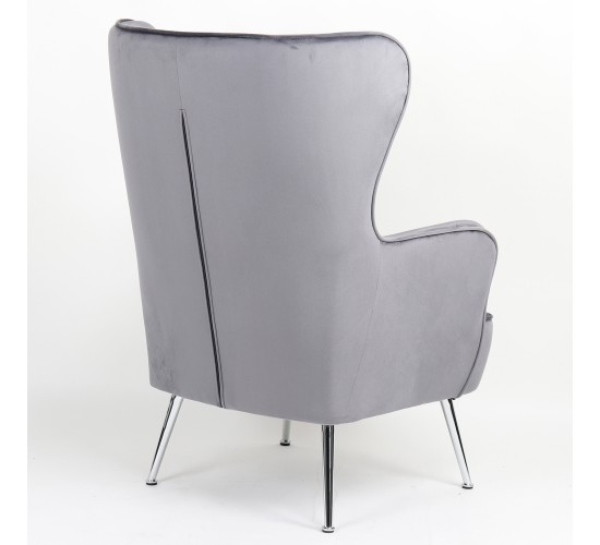 Πολυθρόνα ArteLibre VITTORIA Γκρι Βελούδο 76x79x101cm