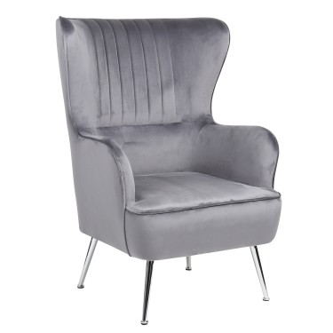 Πολυθρόνα ArteLibre VITTORIA Γκρι Βελούδο 76x79x101cm