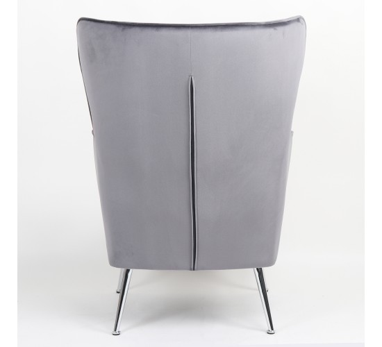 Πολυθρόνα ArteLibre VITTORIA Γκρι Βελούδο 76x79x101cm