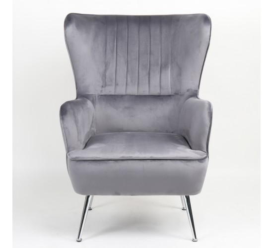 Πολυθρόνα ArteLibre VITTORIA Γκρι Βελούδο 76x79x101cm