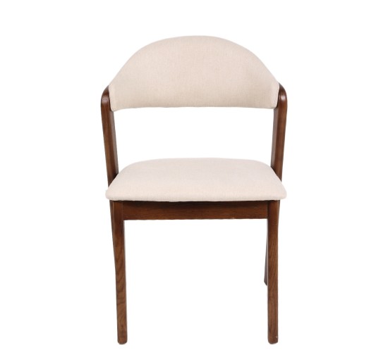 Καρέκλα Τραπεζαρίας ArteLibre ISMENE Μπεζ/Καρυδί Ξύλο/Ύφασμα 52.5x56x83cm