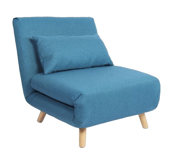 Πολυθρόνα Κρεβάτι ArteLibre VERA Μπλε Ύφασμα/Ξύλο 79x80x89cm
