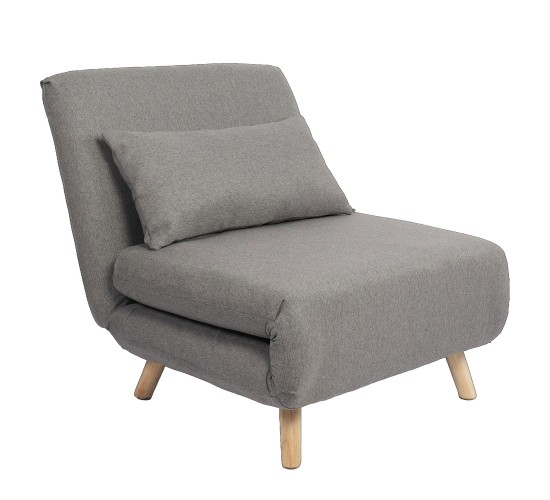 Πολυθρόνα Κρεβάτι ArteLibre VERA Γκρι Ανοιχτό Ύφασμα/Ξύλο 79x80x89cm