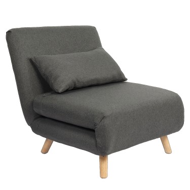 Πολυθρόνα Κρεβάτι ArteLibre VERA Γκρι Σκούρο Ύφασμα/Ξύλο 79x80x89cm