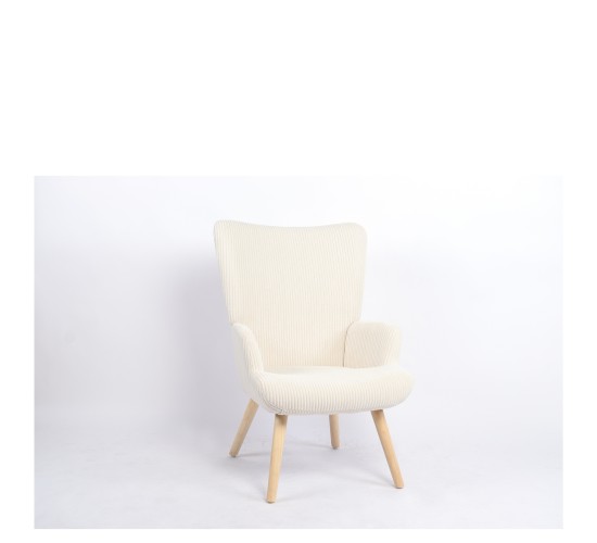 Πολυθρόνα ArteLibre LIRA Κρεμ Ύφασμα Κοτλέ/Ξύλο 94.5x64x70.5cm