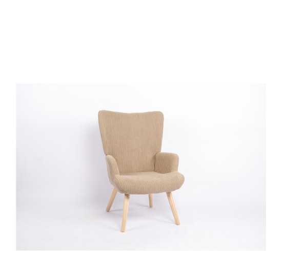 Πολυθρόνα ArteLibre LIRA Μπεζ Ύφασμα Κοτλέ/Ξύλο 94.5x64x70.5cm
