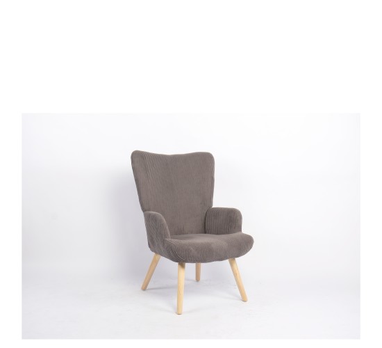 Πολυθρόνα ArteLibre LIRA Γκρι Ύφασμα Κοτλέ/Ξύλο 94.5x64x70.5cm