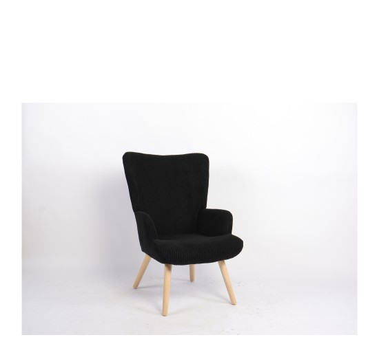 Πολυθρόνα ArteLibre LIRA Μαύρο Ύφασμα Κοτλέ/Ξύλο 94.5x64x70.5cm