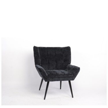 Πολυθρόνα ArteLibre TIVA Μαύρο Ύφασμα Σενίλ/Μέταλλο 84x78x77cm