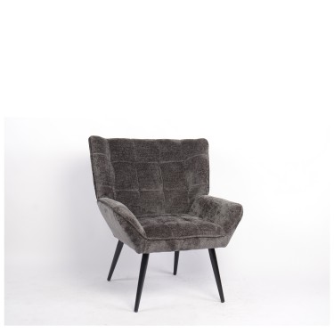 Πολυθρόνα ArteLibre TIVA Γκρι Σκούρο Ύφασμα Σενίλ/Μέταλλο 84x78x77cm