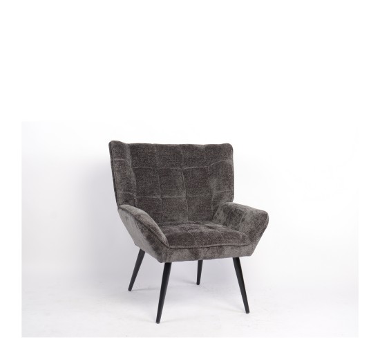Πολυθρόνα ArteLibre TIVA Γκρι Σκούρο Ύφασμα Σενίλ/Μέταλλο 84x78x77cm