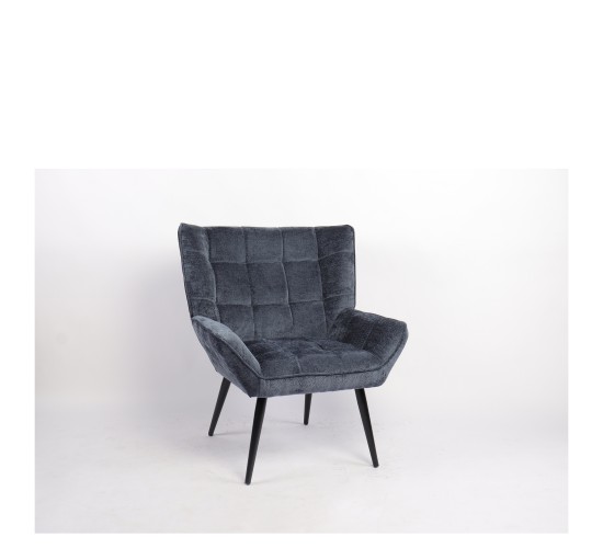 Πολυθρόνα ArteLibre TIVA Μπλε Ύφασμα Σενίλ/Μέταλλο 84x78x77cm