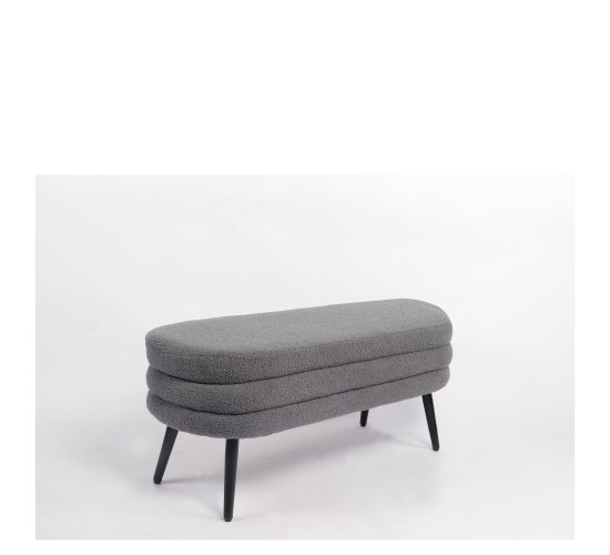 Παγκάκι Ottoman ArteLibre TONDO Γκρι Ύφασμα Teddy/Μέταλλο 42x112x44cm