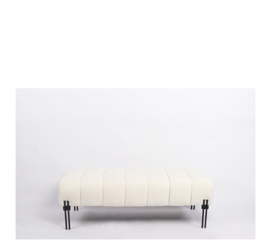 Παγκάκι Ottoman ArteLibre KUBO Λευκό Ύφασμα Teddy/Μέταλλο 40x116.5x50cm