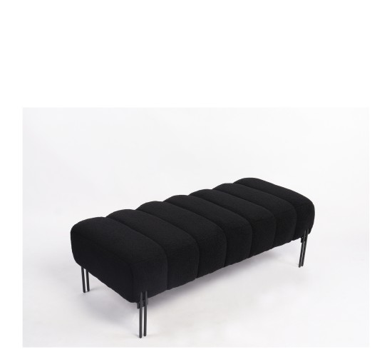 Παγκάκι Ottoman ArteLibre KUBO Μαύρο Ύφασμα Teddy/Μέταλλο 40x116.5x50cm